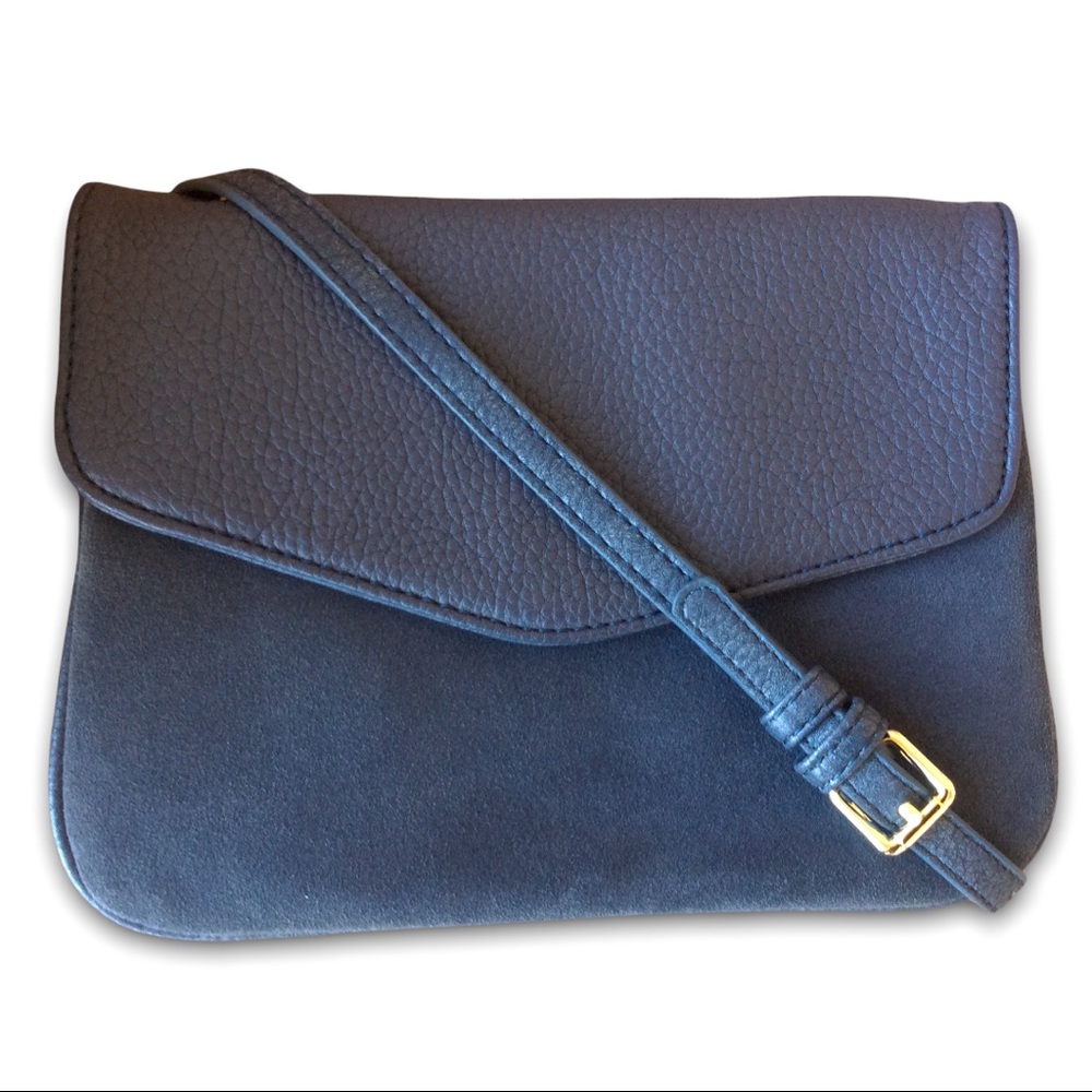 Moda Luxe Blue Gold Cross Body Bag Purse Leather